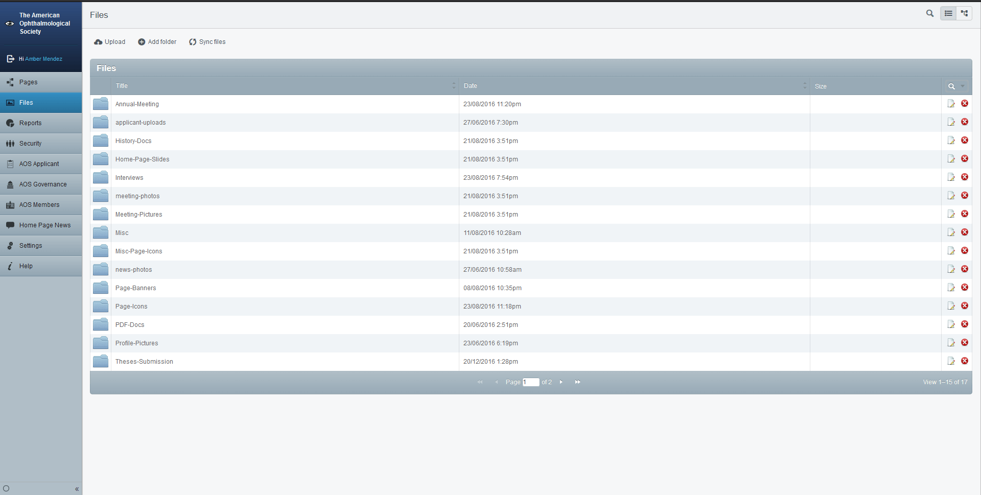 association website file management